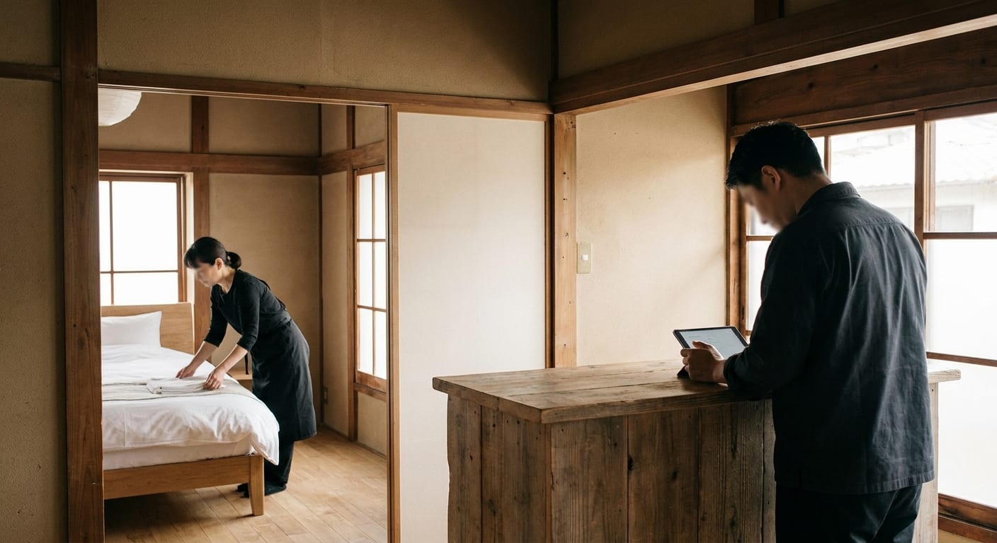 team at work in a hospitality space (natural, not staged)